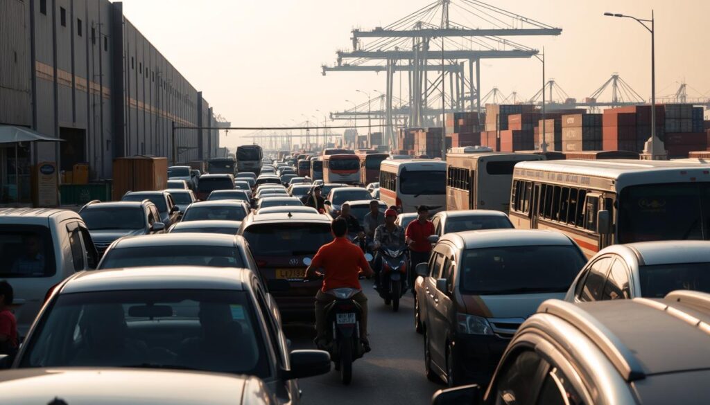 Kemacetan di Jalan Yos Sudarso Arah Pelabuhan Priok